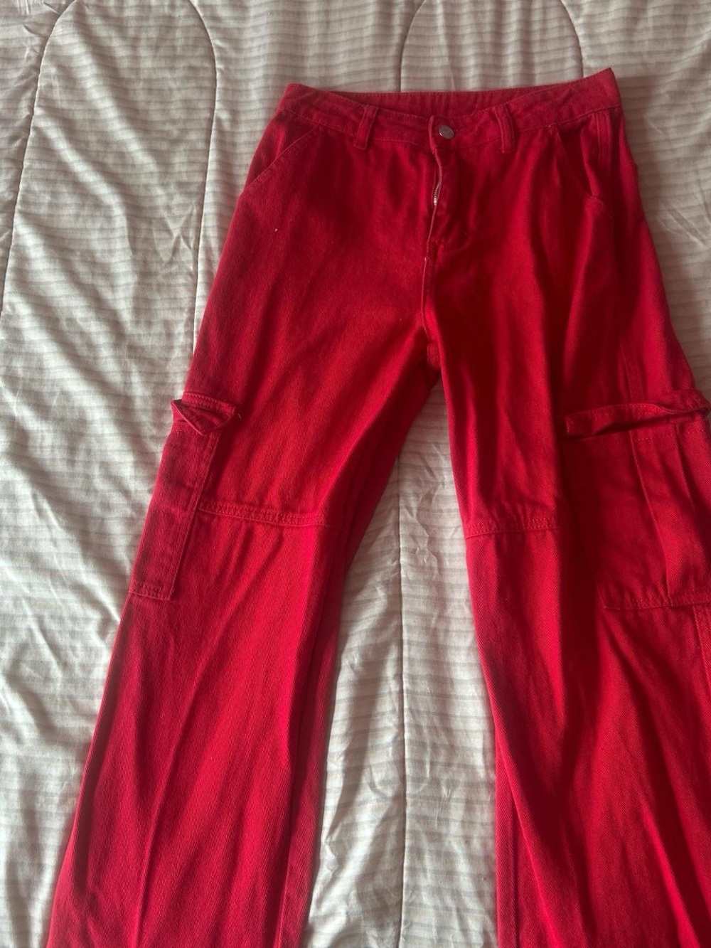 SHEIN Red Straight Leg Cargo Pants